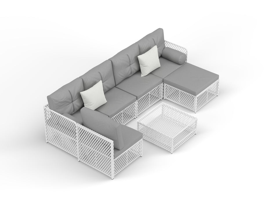 Acacia White 7 Piece Outdoor Wooden Lounge Set