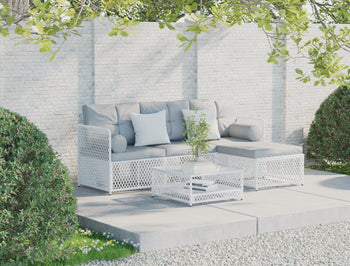 Acacia White 5 Piece Outdoor Wooden Lounge Set