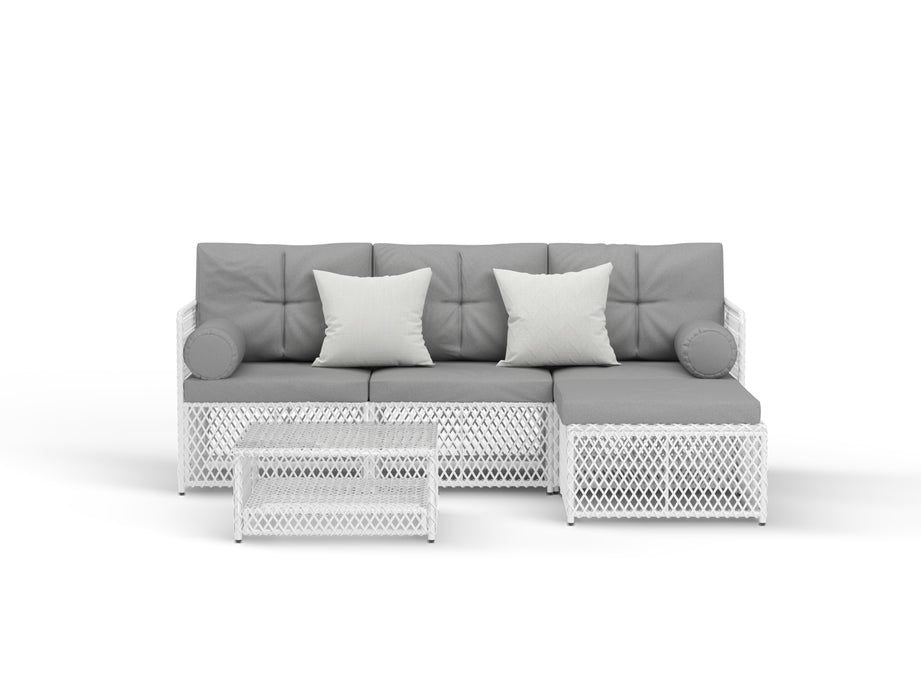 Acacia White 5 Piece Outdoor Wooden Lounge Set