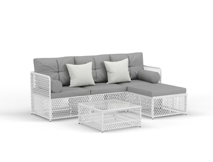 Acacia White 5 Piece Outdoor Wooden Lounge Set