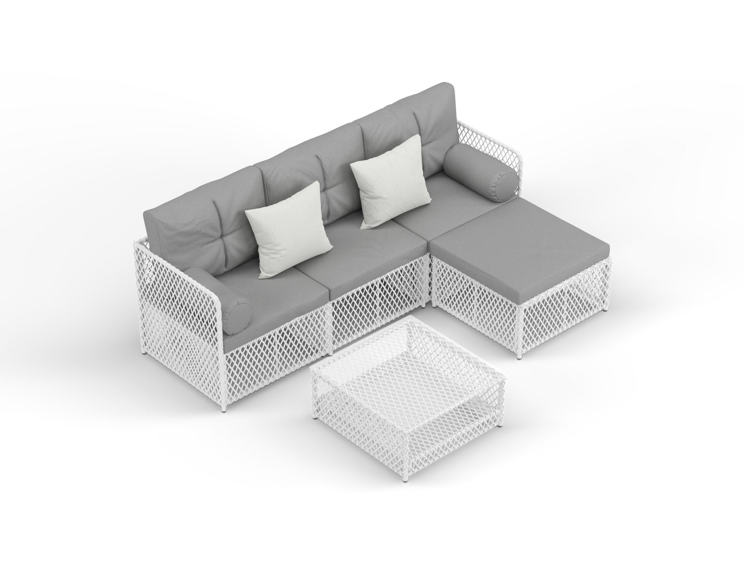 Acacia White 5 Piece Outdoor Wooden Lounge Set