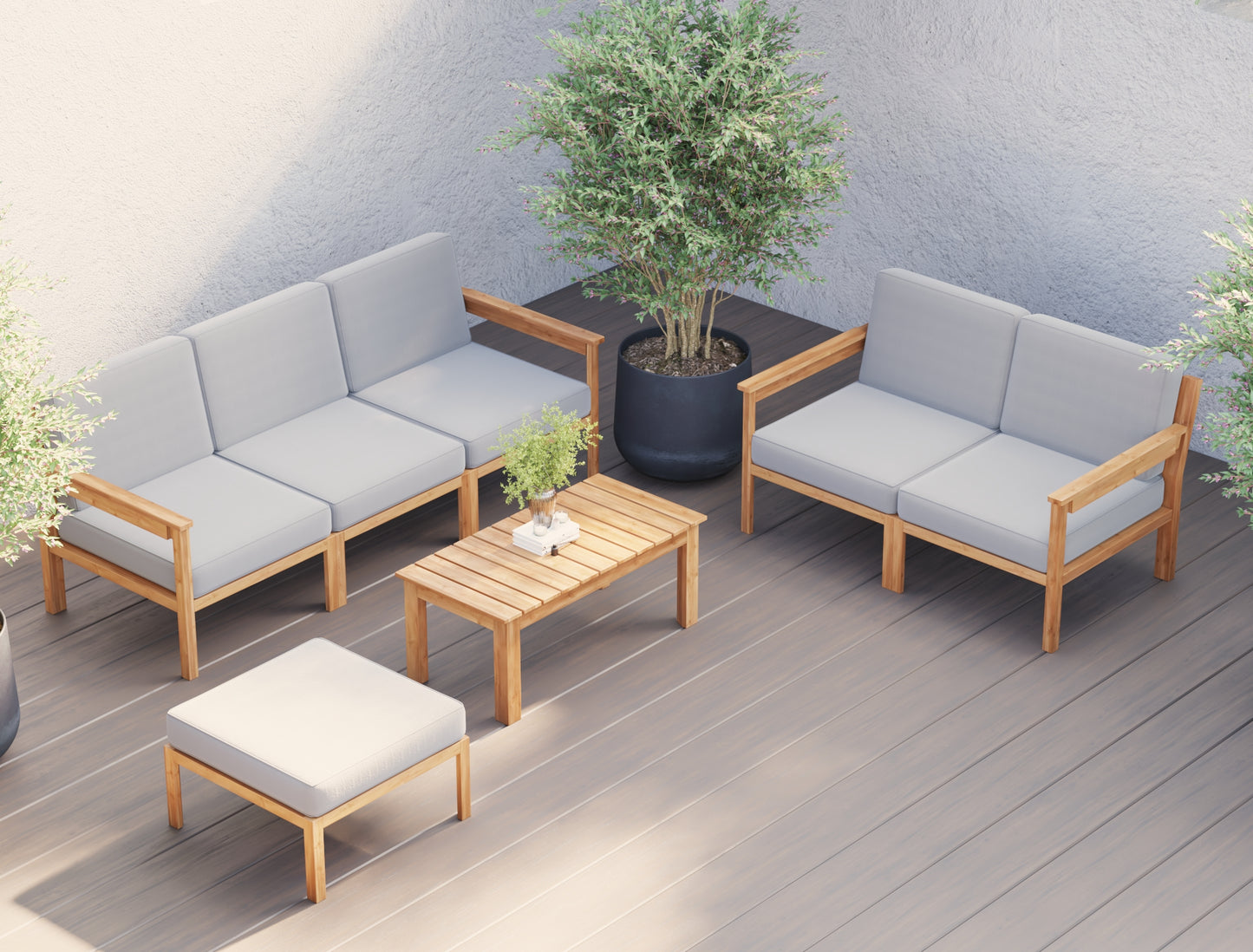 Alexo 7 Piece Outdoor Wooden Lounge Set