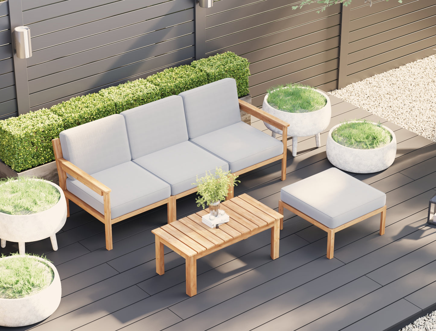 Alexo 5 Piece Outdoor Wooden Lounge Set