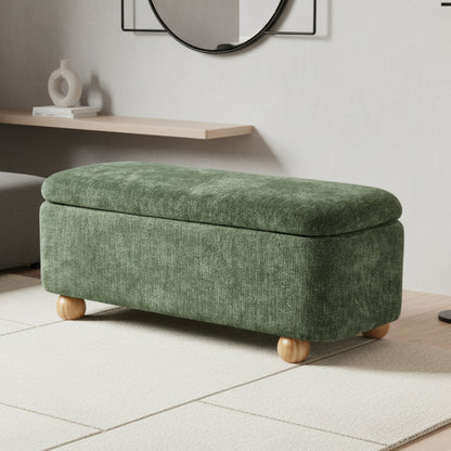 Bali Green Chenille Ottoman