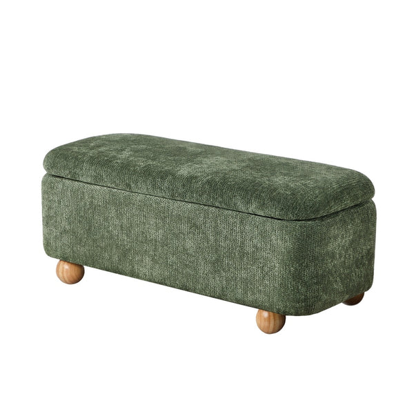 Bali Green Chenille Ottoman