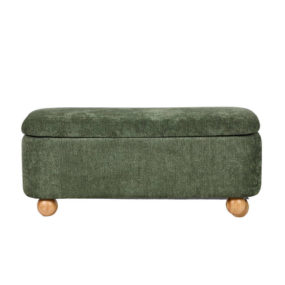 Bali Green Chenille Ottoman