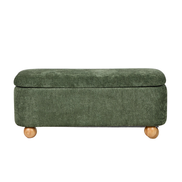 Bali Green Chenille Ottoman