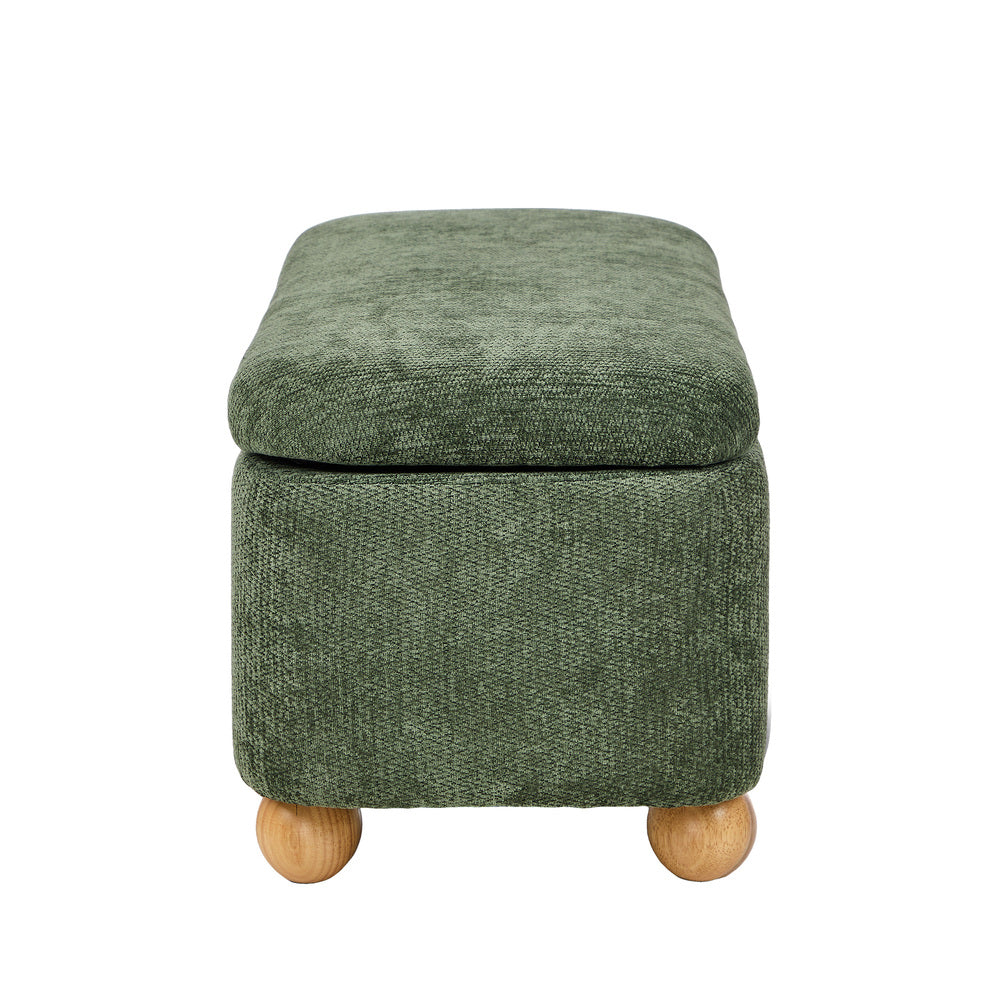 Bali Green Chenille Ottoman