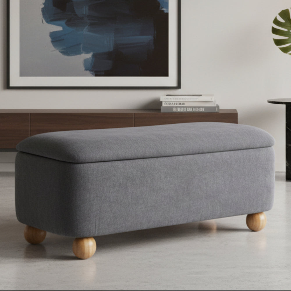 Bali Grey Linen Ottoman