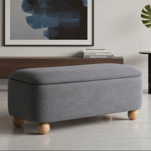 Bali Grey Linen Ottoman