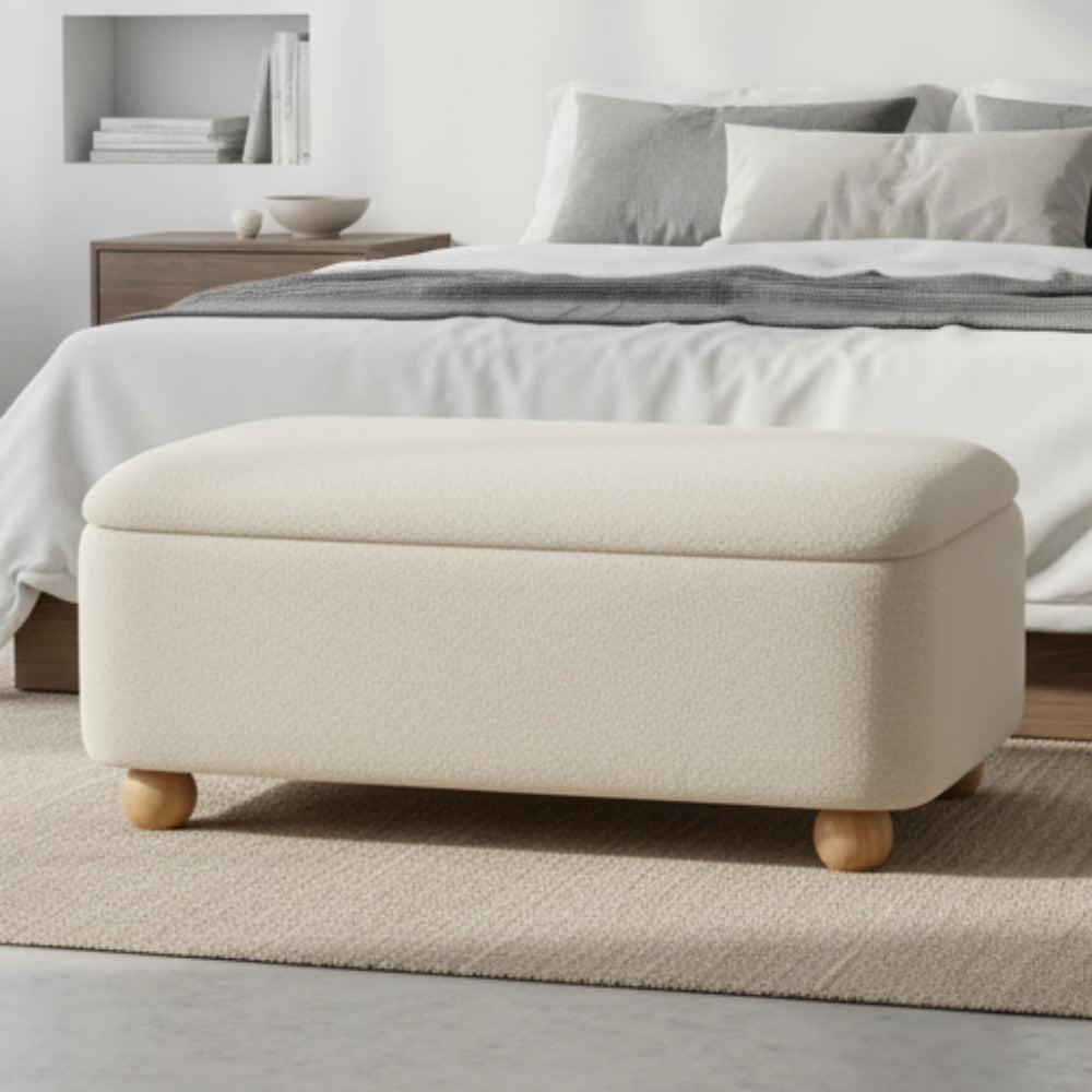 Bali Beige Teddy Ottoman