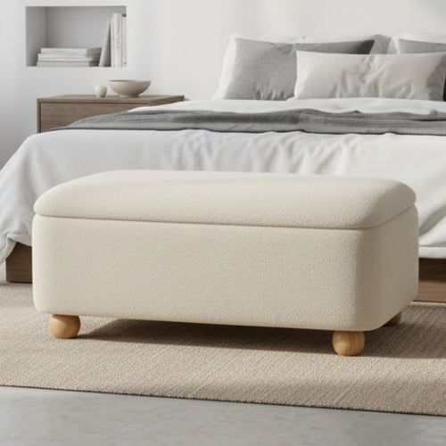 Bali Beige Teddy Ottoman