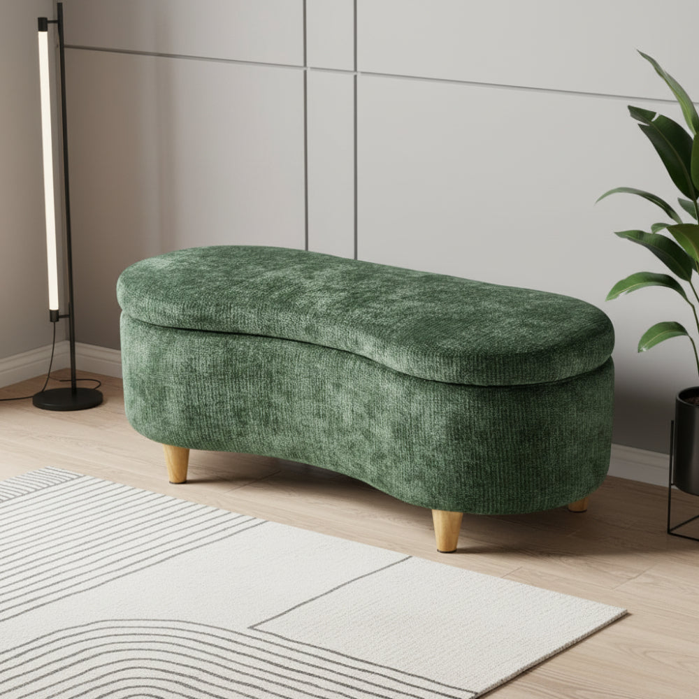 Belize Green Chenille Ottoman