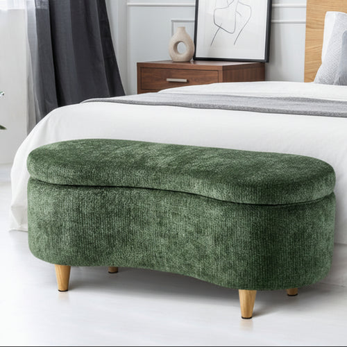 Belize Green Chenille Ottoman