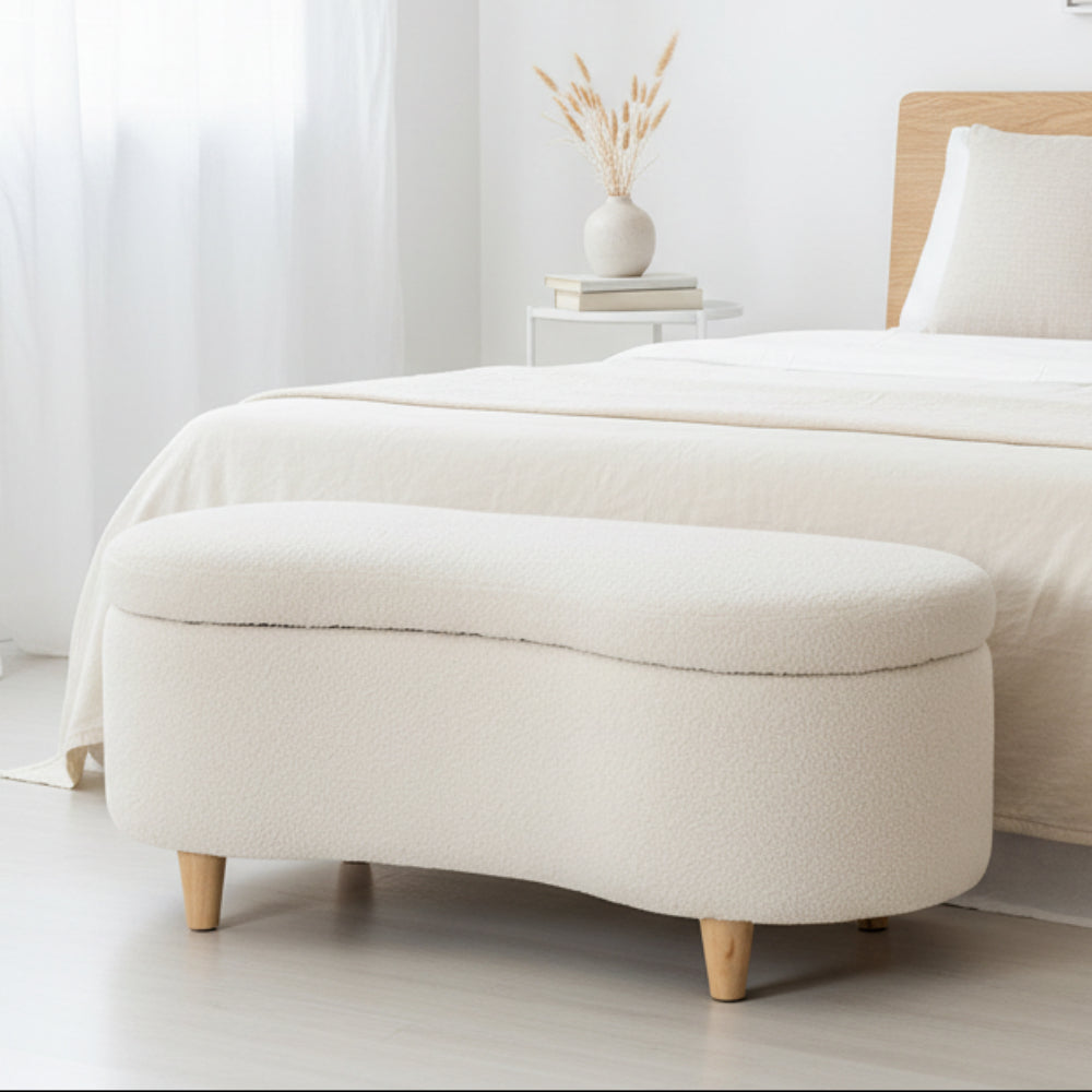 Belize Beige Teddy Ottoman