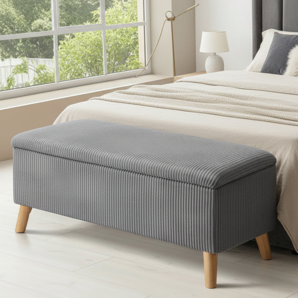 Borneo Grey Polyester Ottoman