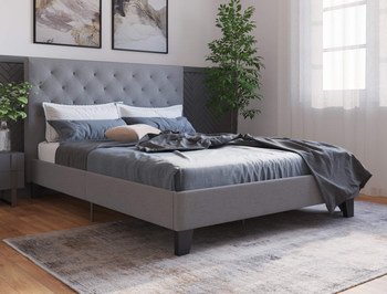 Oxford Grey Fabric Double Bed Frame