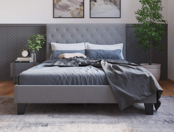 Oxford Grey Fabric King Bed Frame