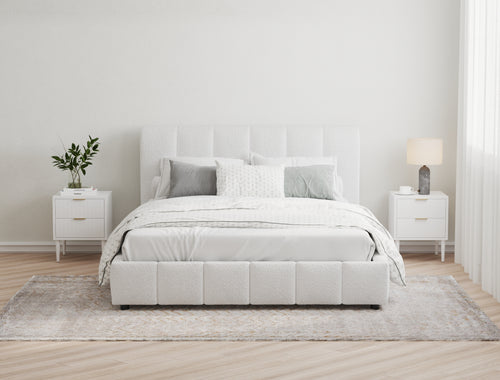 Michelle White Boucle Bed Frame