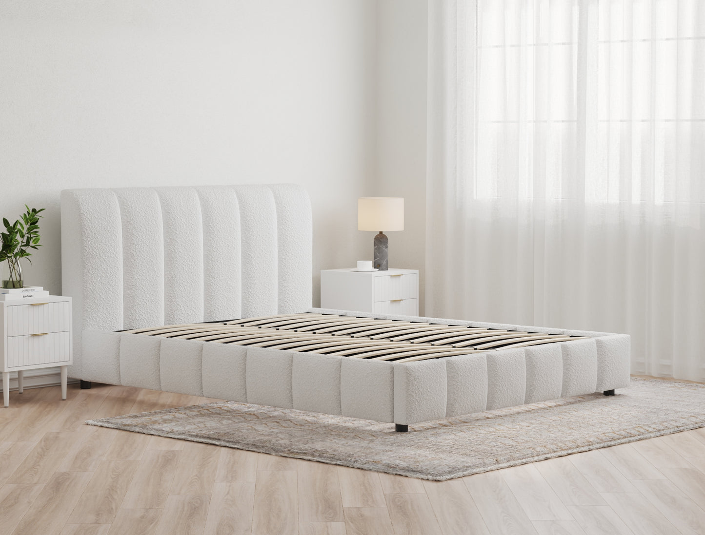 Michelle White Boucle Bed Frame