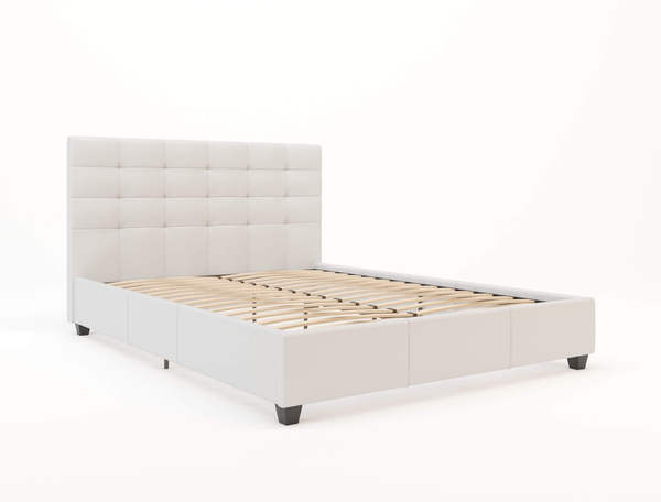 Paris White Faux Leather Queen Bed Frame