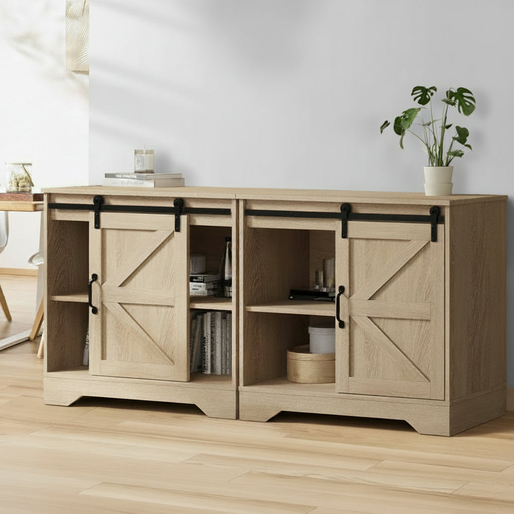 Harbor 2x Buffet Sideboard Cabinet Storage Cupboard Oak