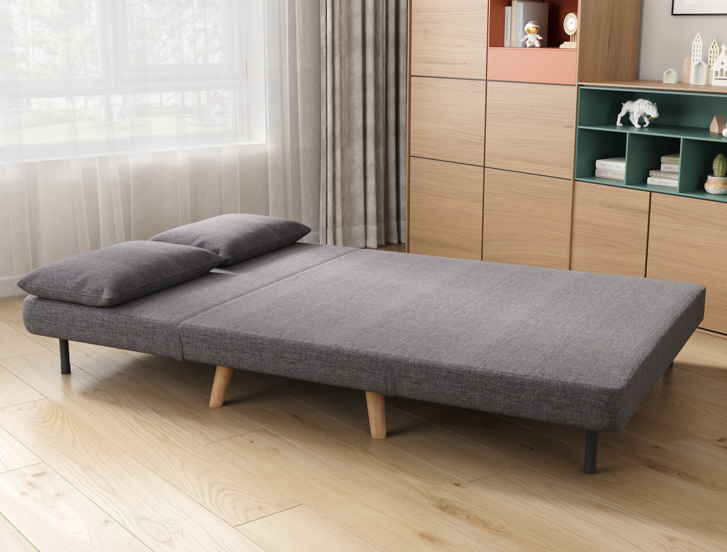 Theo 2 Seater Grey Fabric Sofa Bed