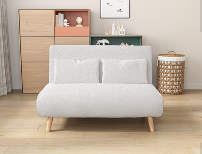 Theo 2 Seater White Sherpa Fabric Sofa Bed