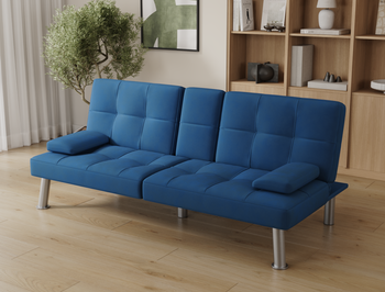 Candice 3-Seater Blue Velvet Sofa Bed