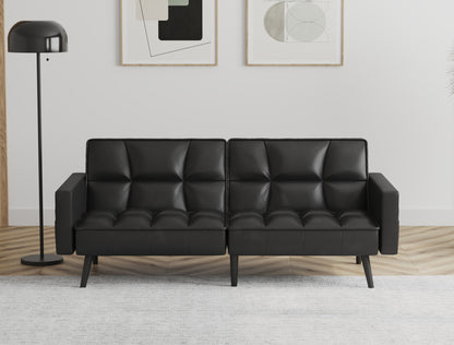 Cleo 3-Seater Black Vegan Leather Sofa Bed