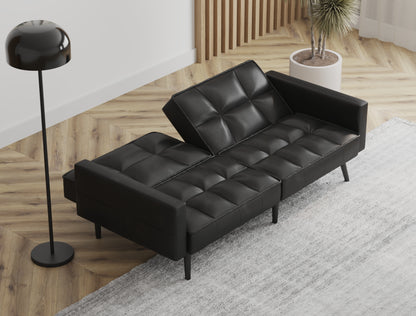 Cleo 3-Seater Black Vegan Leather Sofa Bed