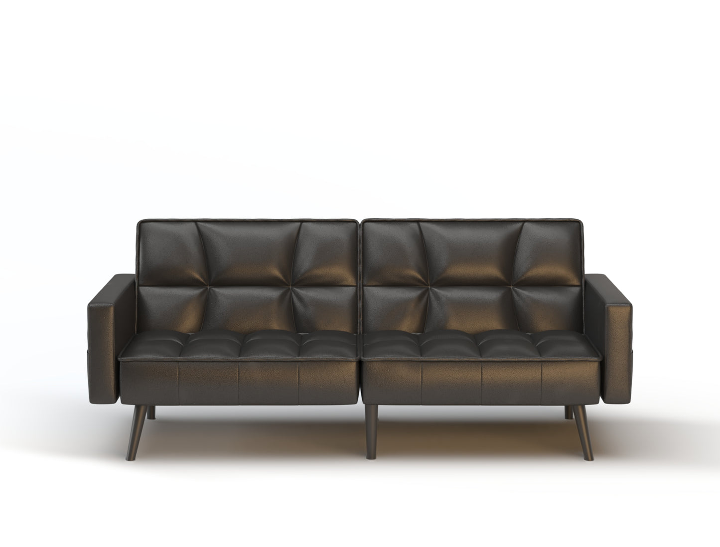 Cleo 3-Seater Black Vegan Leather Sofa Bed