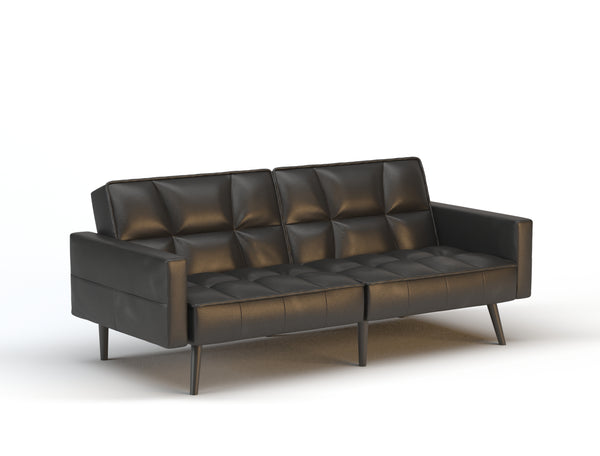 Cleo 3-Seater Black Vegan Leather Sofa Bed