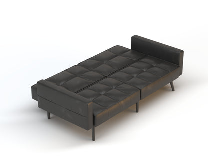 Cleo 3-Seater Black Vegan Leather Sofa Bed