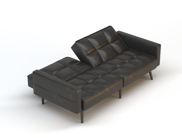 Cleo 3-Seater Black Vegan Leather Sofa Bed