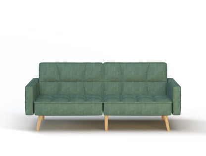 Cleo 3-Seater Green Velvet Sofa Bed