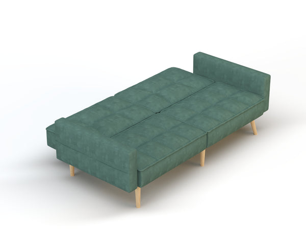 Cleo 3-Seater Green Velvet Sofa Bed