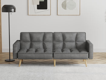 Cleo 3-Seater Grey Velvet Sofa Bed