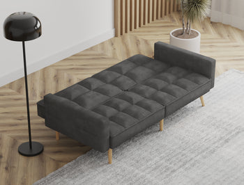 Cleo 3-Seater Grey Velvet Sofa Bed