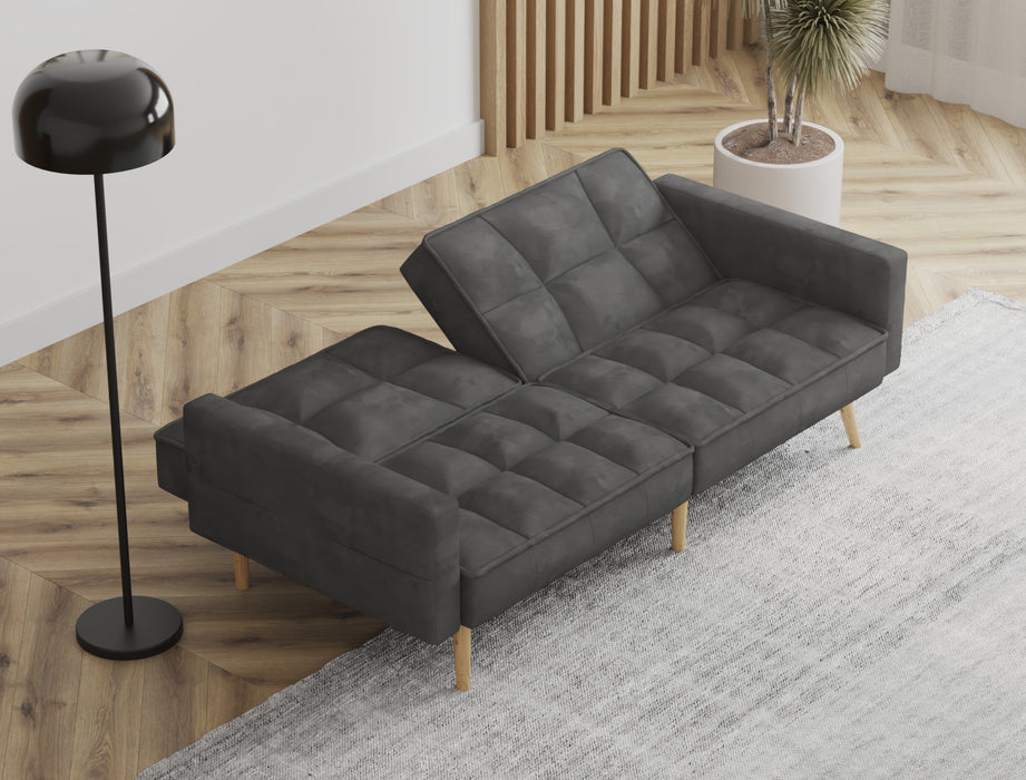 Cleo 3-Seater Grey Velvet Sofa Bed