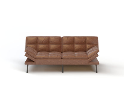 Evandale 3-Seater Brown Vegan Leather Sofa Bed