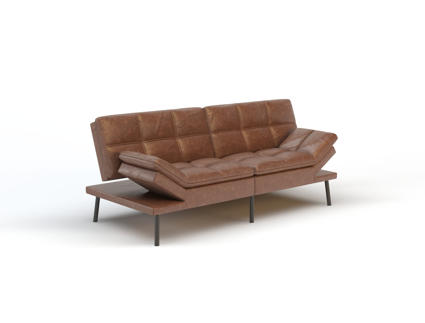 Evandale 3-Seater Brown Vegan Leather Sofa Bed