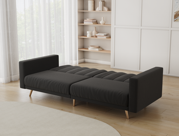 Linea 3-Seater Black Velvet Sofa Bed