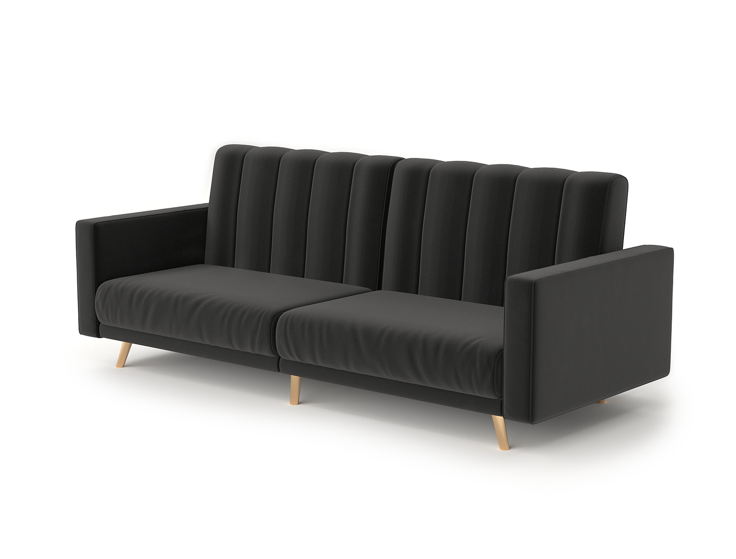 Linea 3-Seater Black Velvet Sofa Bed