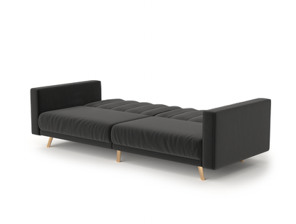 Linea 3-Seater Black Velvet Sofa Bed