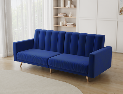 Linea 3-Seater Blue Velvet Sofa Bed