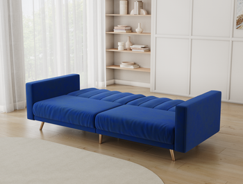 Linea 3-Seater Blue Velvet Sofa Bed