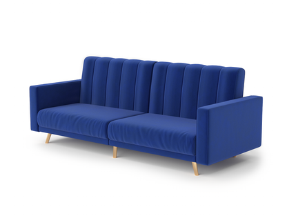 Linea 3-Seater Blue Velvet Sofa Bed