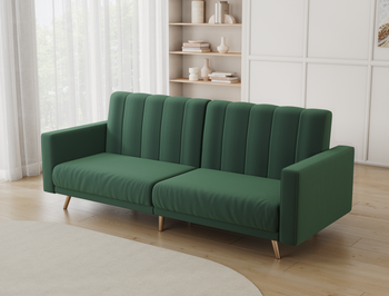 Linea 3-Seater Green Velvet Sofa Bed