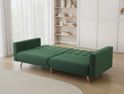 Linea 3-Seater Green Velvet Sofa Bed